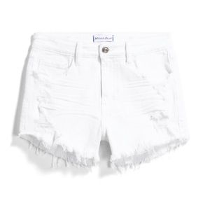 White Distressed Frayed Hem Short 